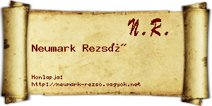 Neumark Rezső névjegykártya